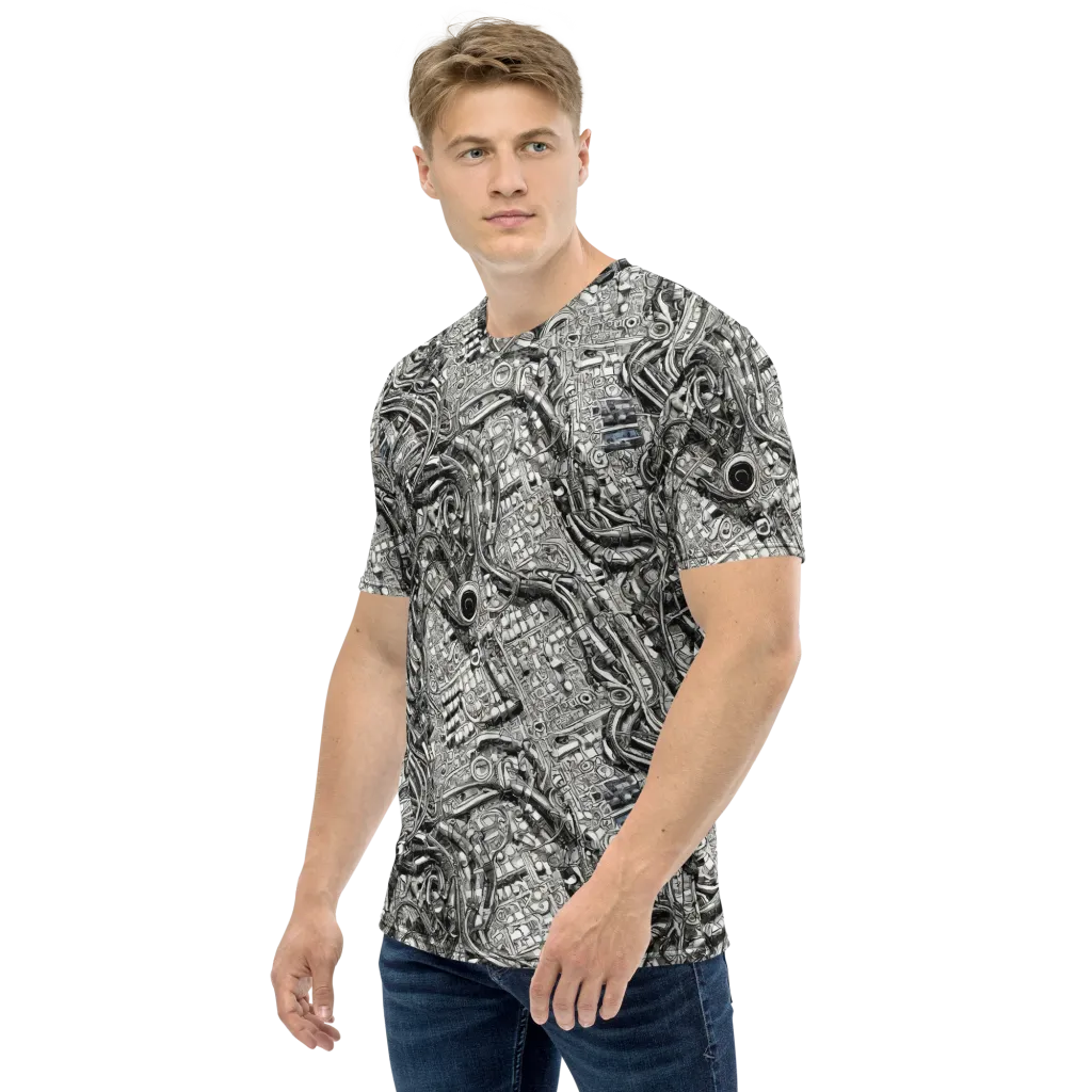 Chrome Labyrinth on Men's Crew Neck T-Shirt — Left sleeve