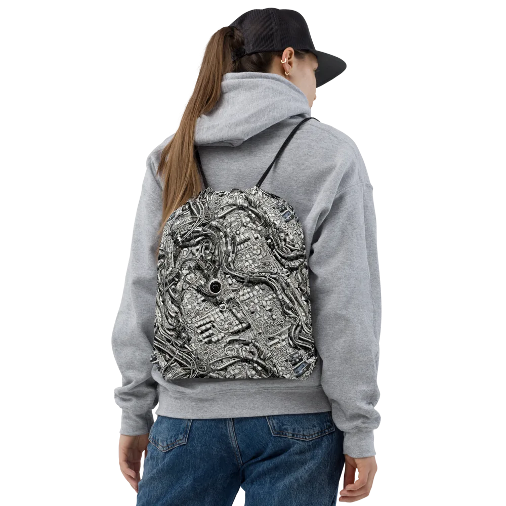 Chrome Labyrinth on Drawstring Bag — Front