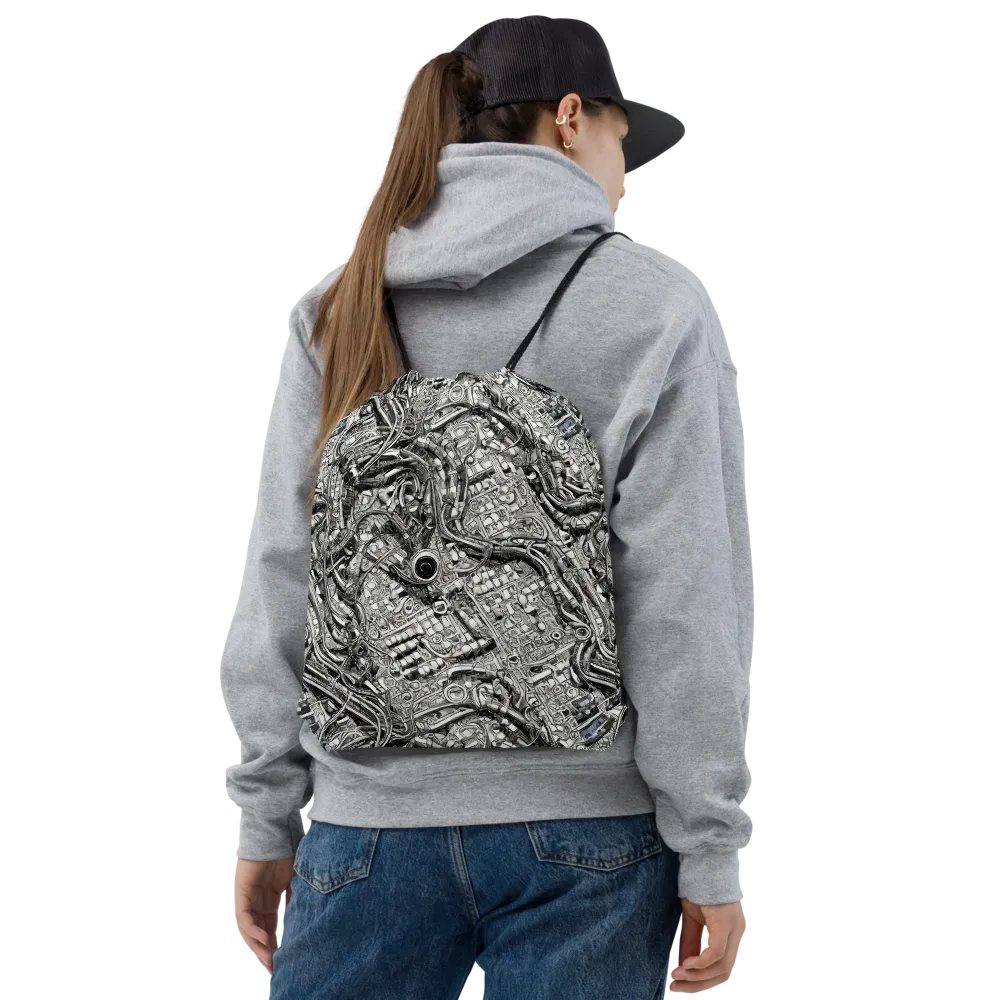 Chrome Labyrinth on Drawstring Bag — Front