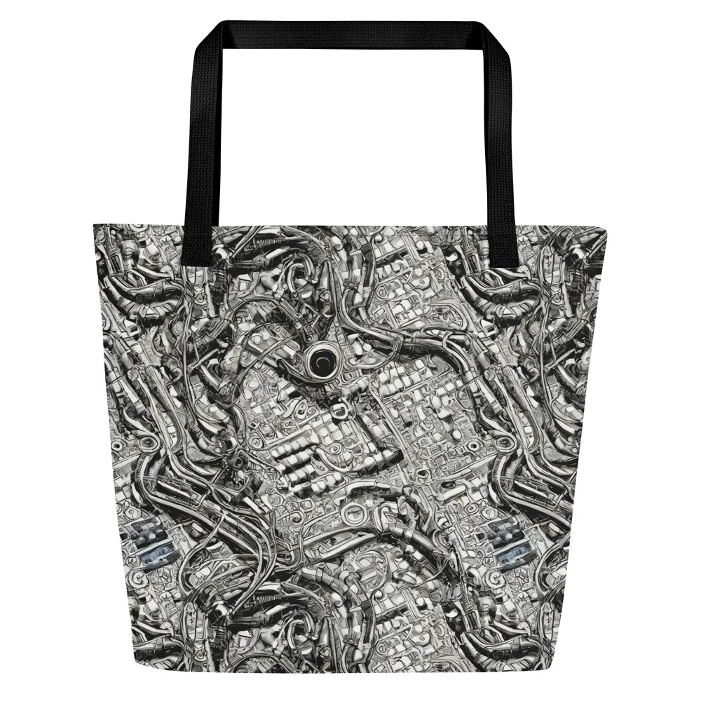 Chrome Labyrinth on Large Tote Bag W/ Pocket — Front