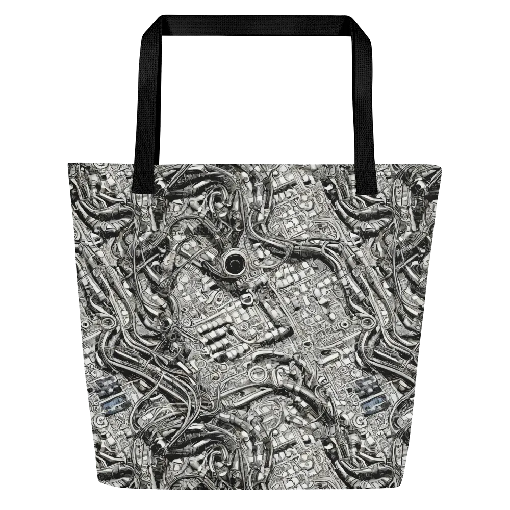 Chrome Labyrinth on Large Tote Bag W/ Pocket — Front