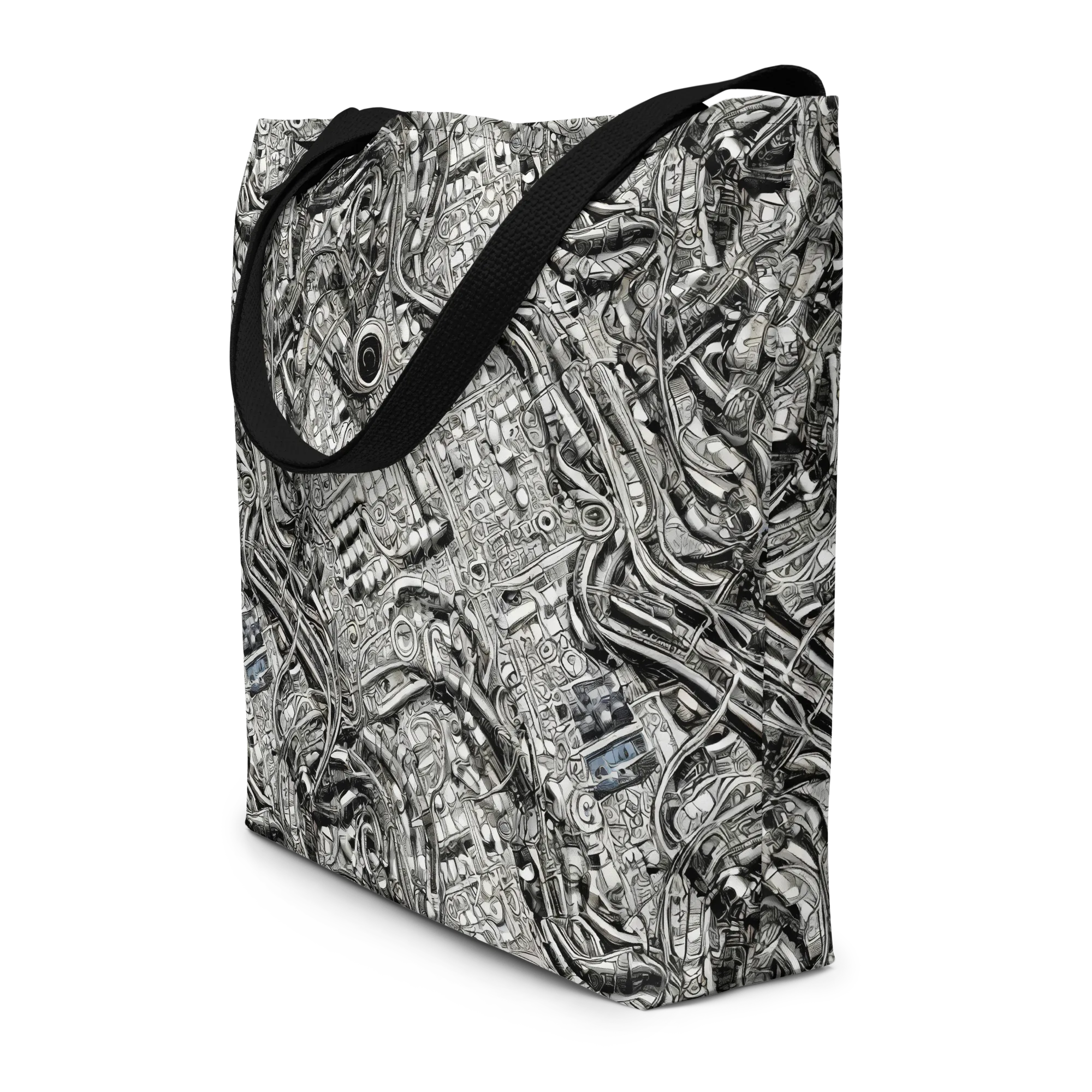 Chrome Labyrinth on Large Tote Bag W/ Pocket — Print file