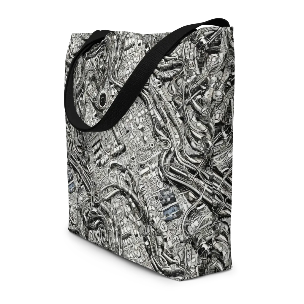 Chrome Labyrinth on Large Tote Bag W/ Pocket — Print file
