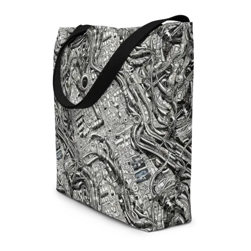 Chrome Labyrinth on a Large Tote Bag W/ Pocket