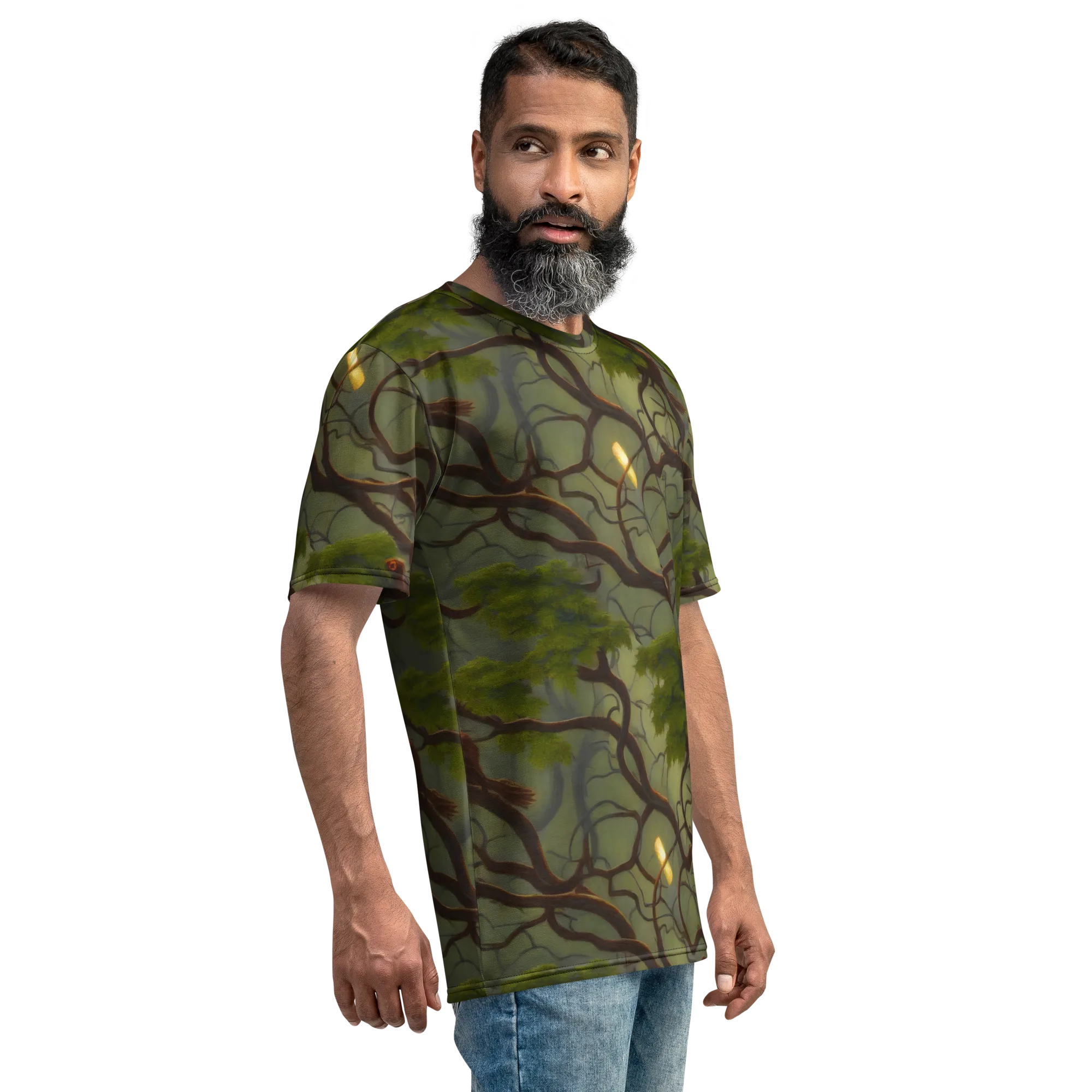 Mosslight Canopy on Men's Crew Neck T-Shirt — Right sleeve