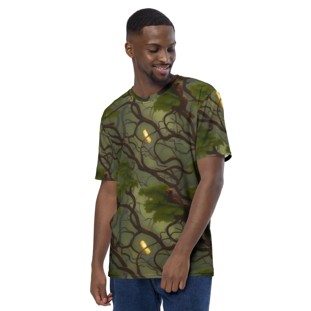 Mosslight Canopy on Men's Crew Neck T-Shirt — Left sleeve