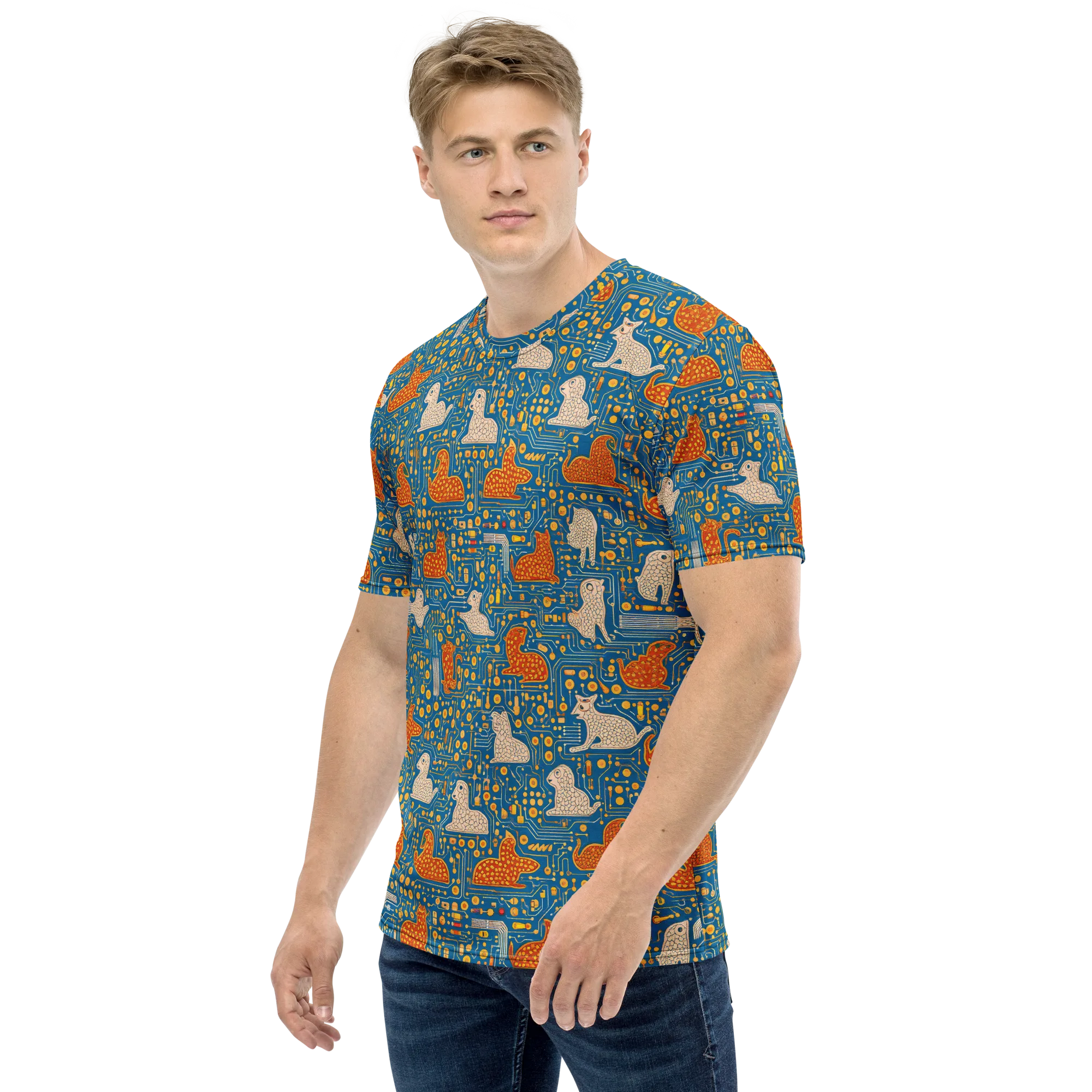 Copper Circuit Warren on Men's Crew Neck T-Shirt — Left sleeve
