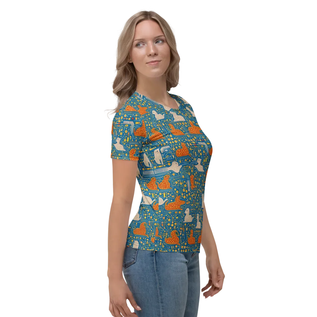 Copper Circuit Warren on Women's Crew Neck T-Shirt — Right sleeve