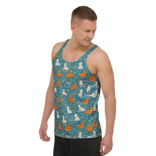 Copper Circuit Warren on a Men's Tank Top