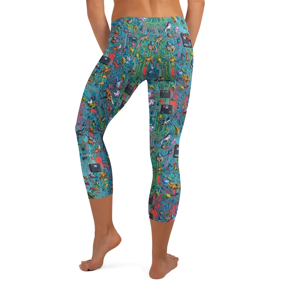Circuit Menagerie on Capri Leggings — Back