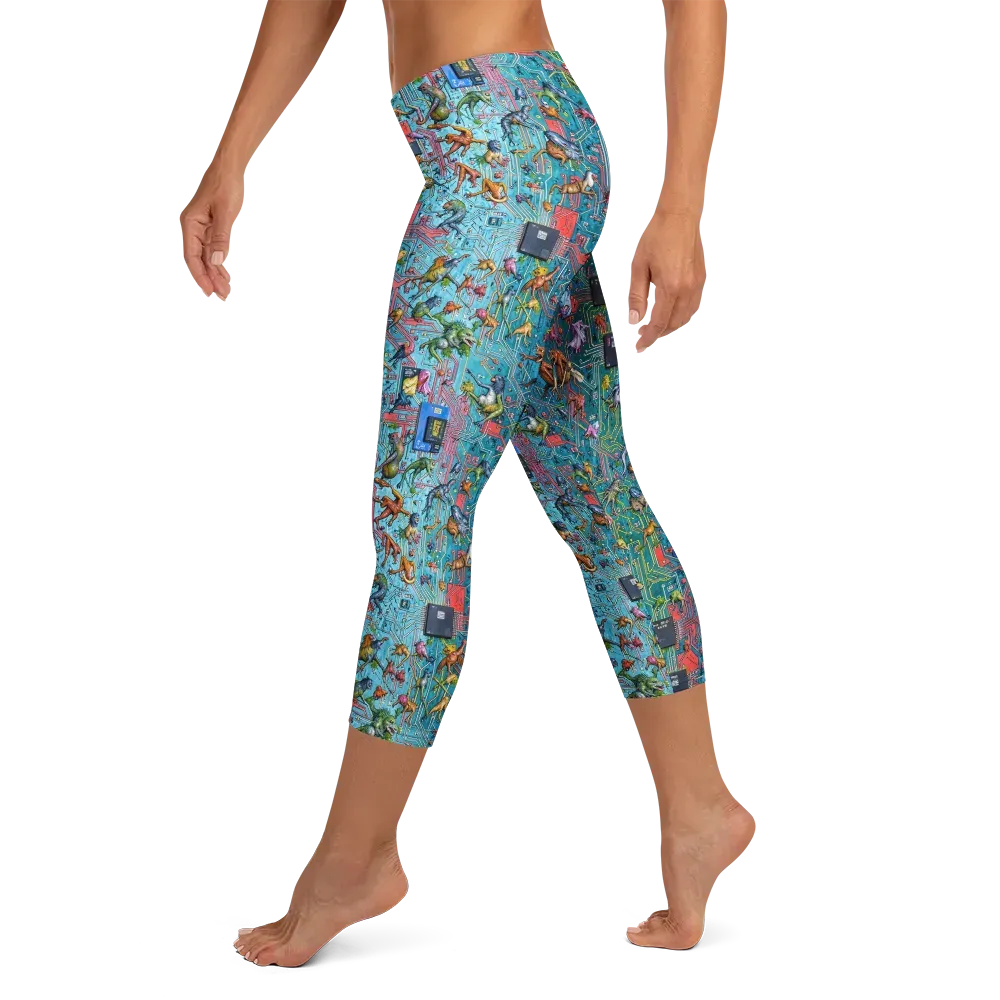 Circuit Menagerie on Capri Leggings — Left