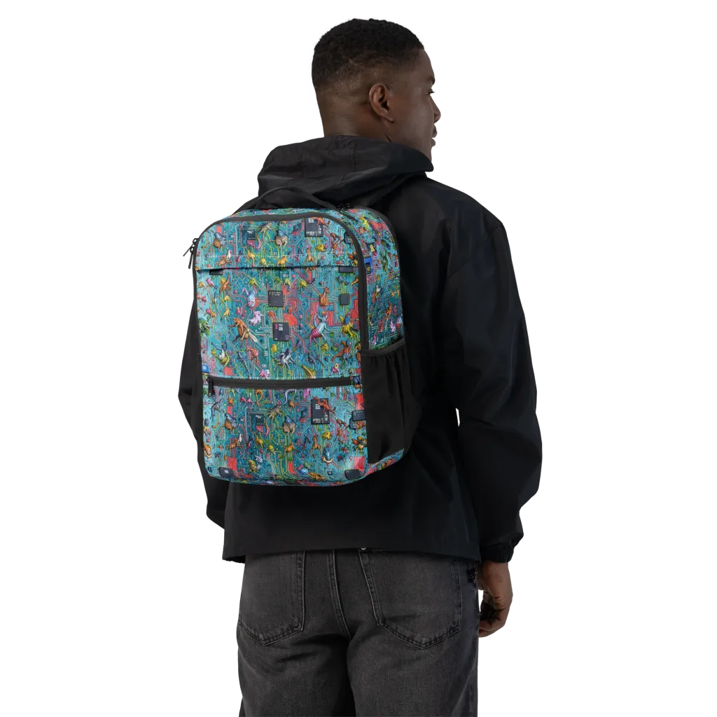 Circuit Menagerie on Utility Backpack — Back