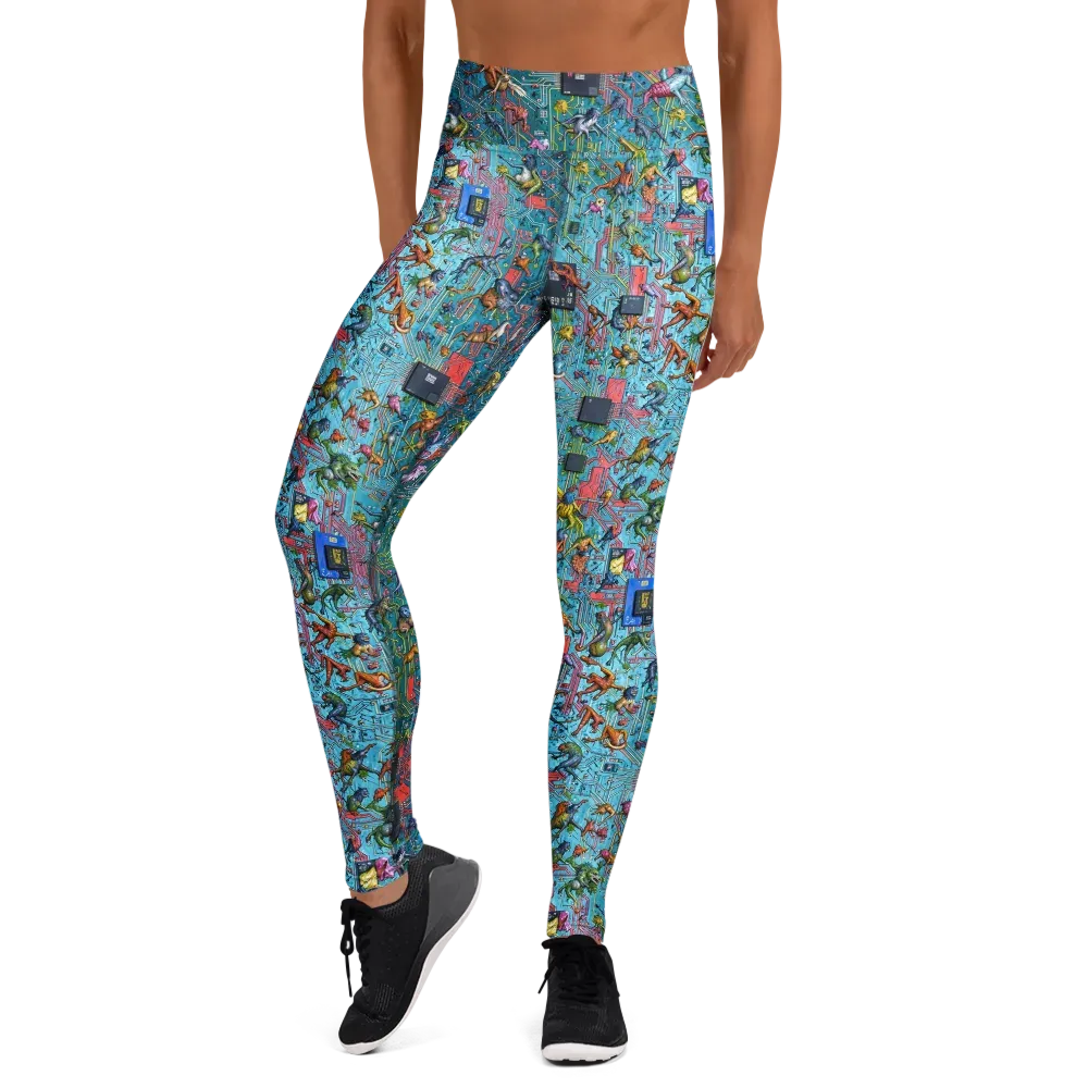 Circuit Menagerie on Yoga Leggings — Front