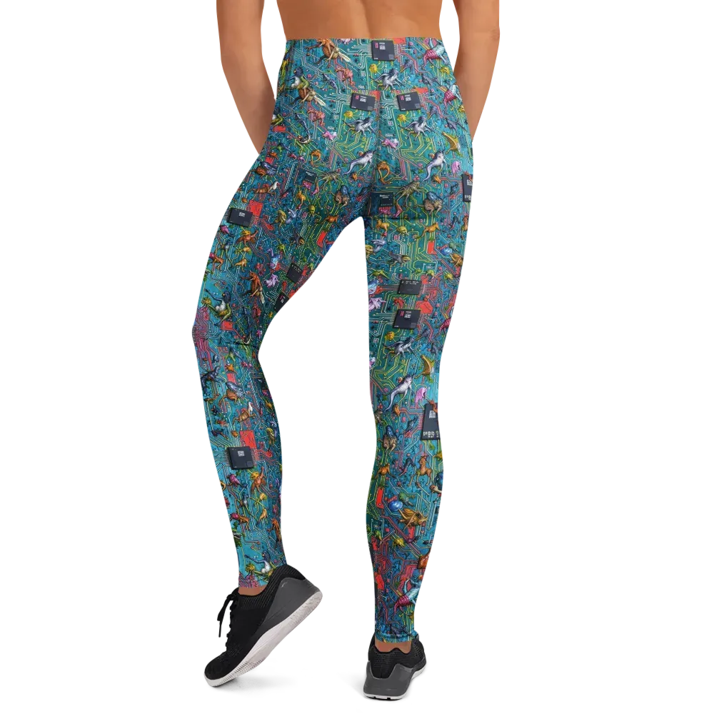 Circuit Menagerie on Yoga Leggings — Back