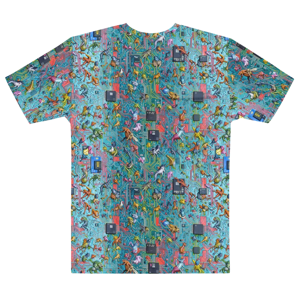 Circuit Menagerie on Men's Cotton Crew Neck T-Shirt — Front print