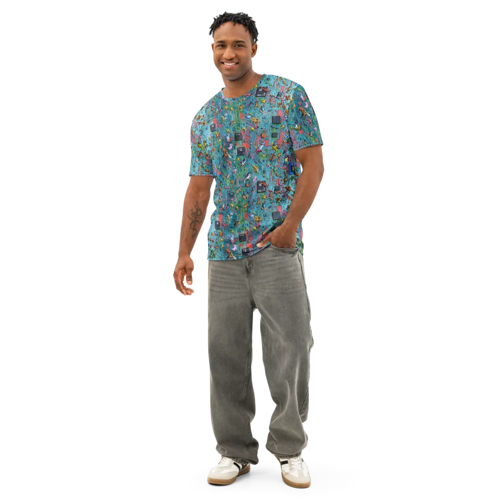 Circuit Menagerie on Men's Cotton Crew Neck T-Shirt — Front
