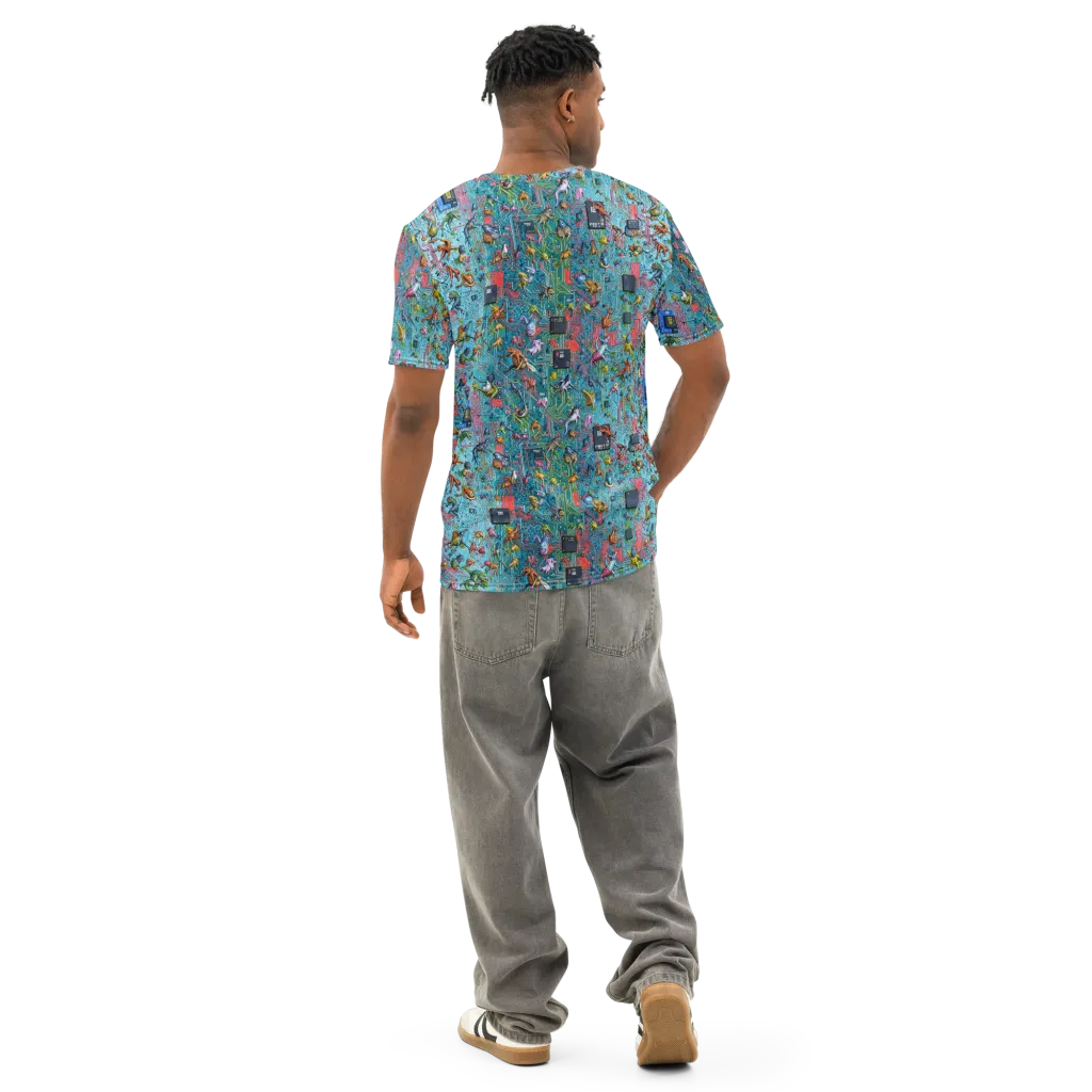 Circuit Menagerie on Men's Cotton Crew Neck T-Shirt — Back