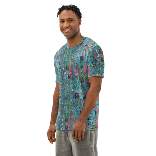 Circuit Menagerie on a Men's Cotton Crew Neck T-Shirt