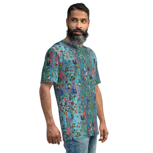 Circuit Menagerie on a Men's Crew Neck T-Shirt