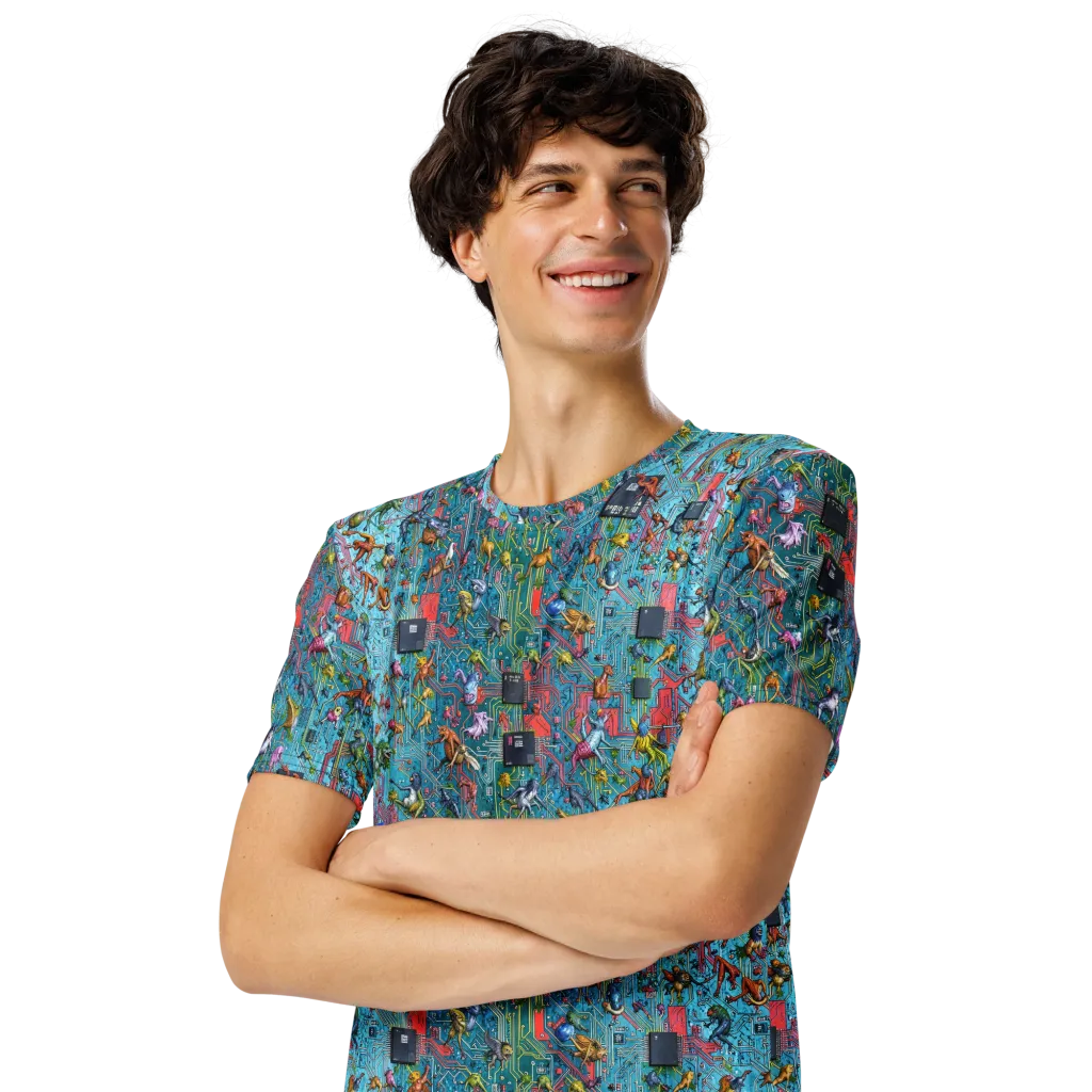 Circuit Menagerie on Men's Crew Neck T-Shirt — Front print
