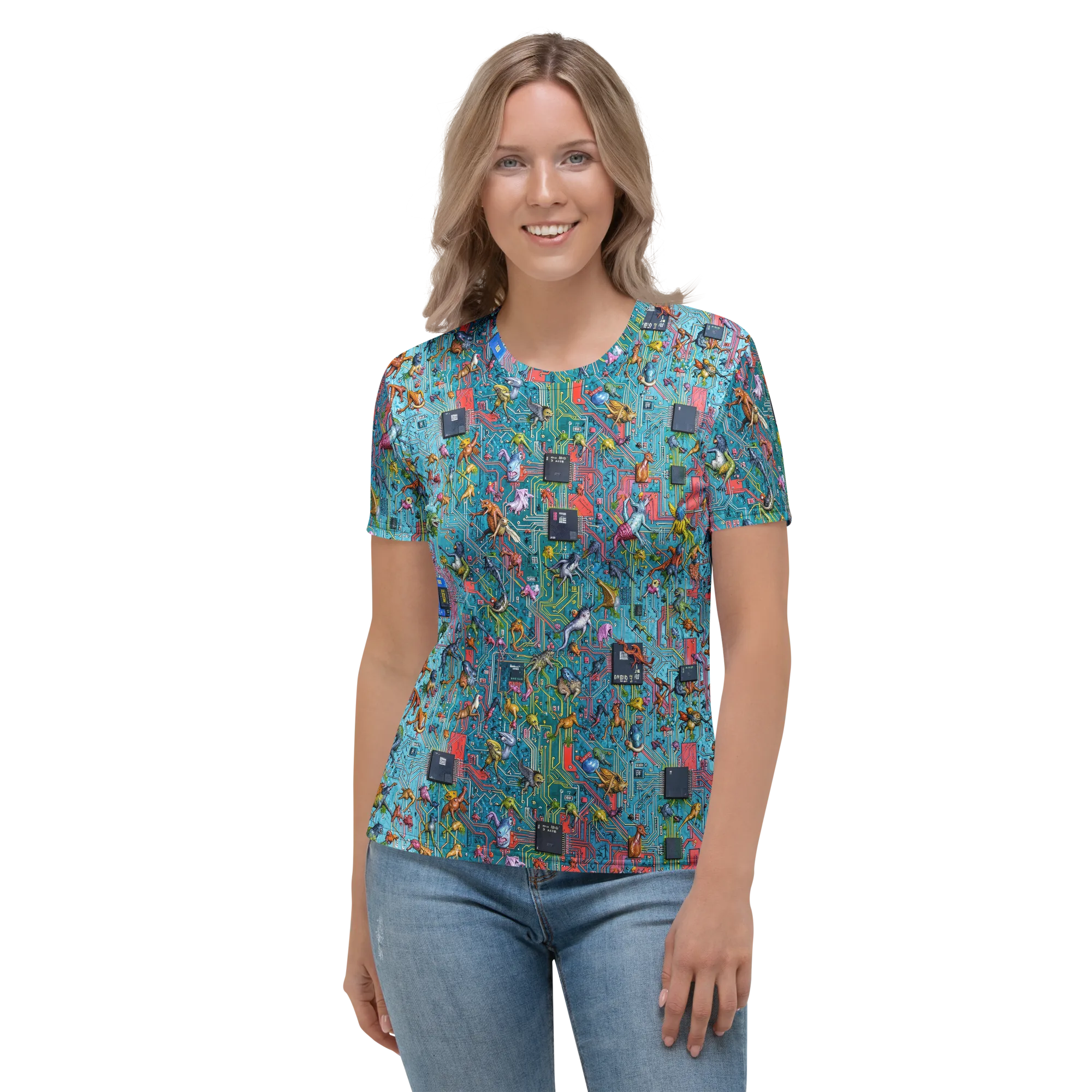 Circuit Menagerie on Women's Crew Neck T-Shirt — Front