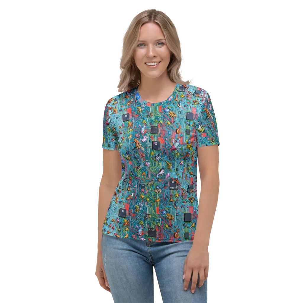 Circuit Menagerie on Women's Crew Neck T-Shirt — Front