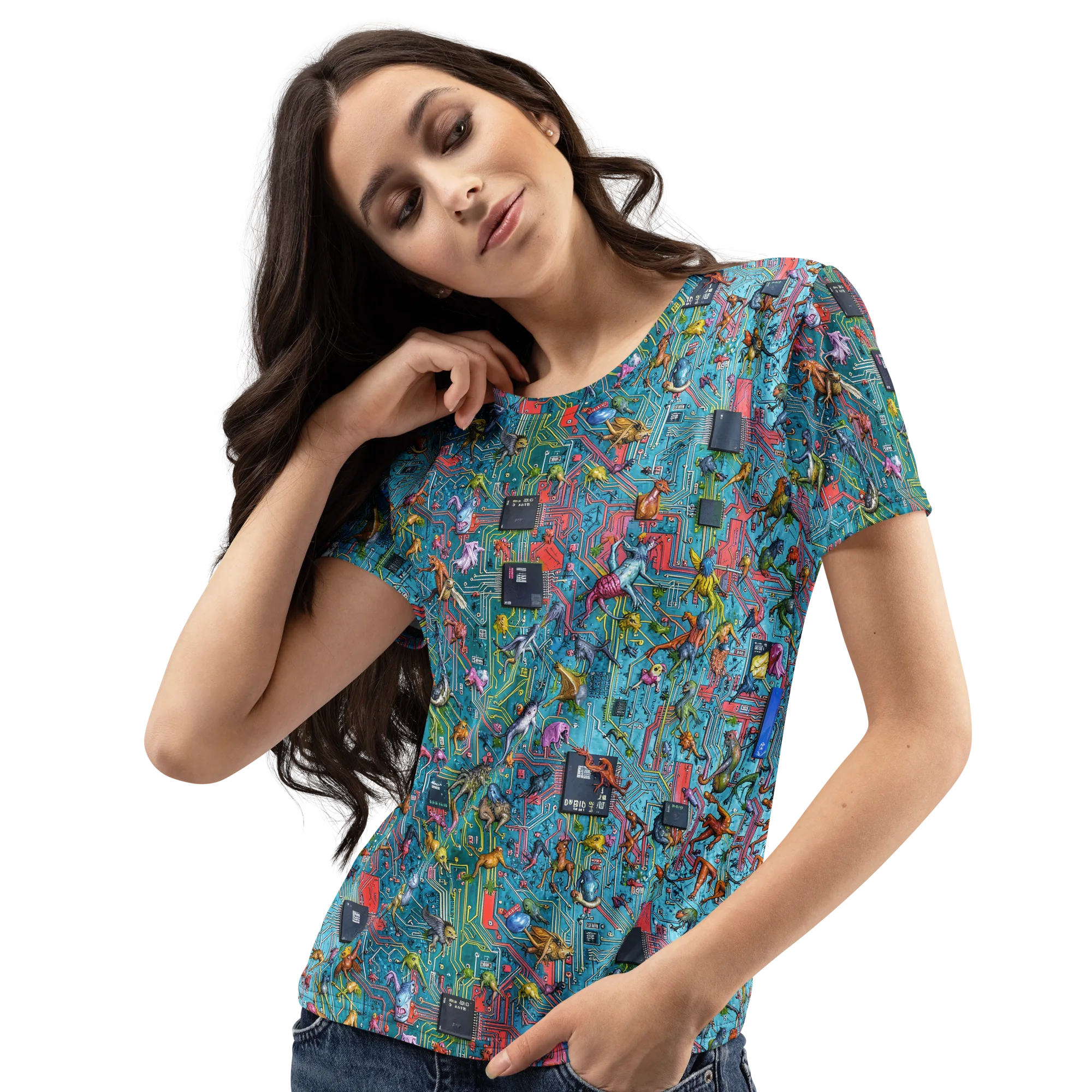 Circuit Menagerie on Women's Crew Neck T-Shirt — Print file