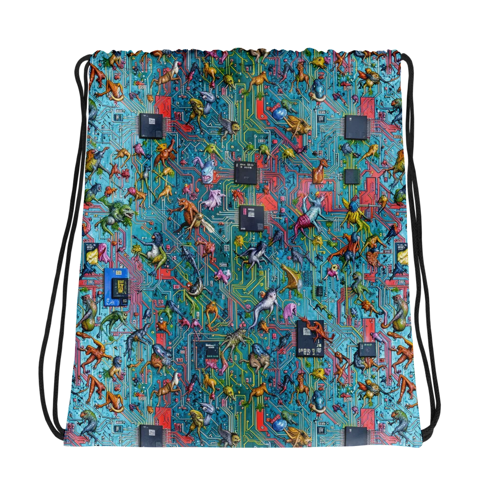 Circuit Menagerie on Drawstring Bag — Mockup