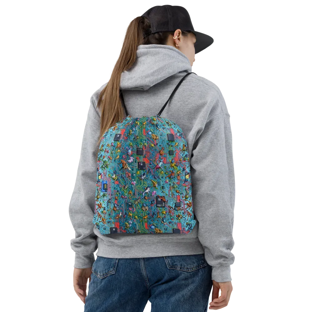 Circuit Menagerie on Drawstring Bag — Front