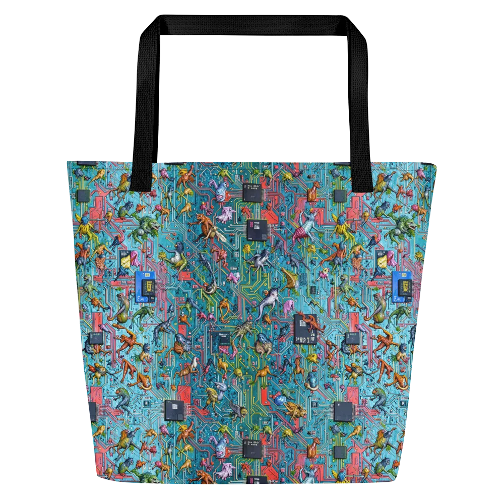 Circuit Menagerie on Large Tote Bag W/ Pocket — Front