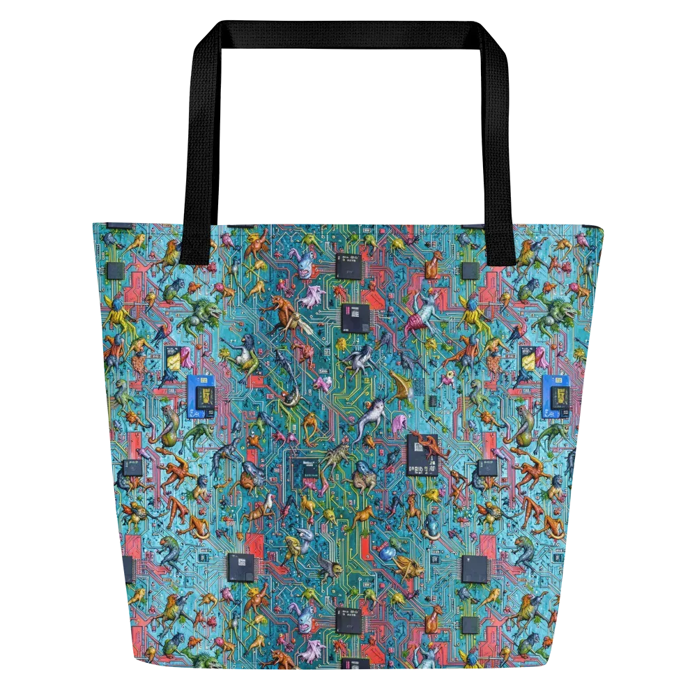 Circuit Menagerie on Large Tote Bag W/ Pocket — Front