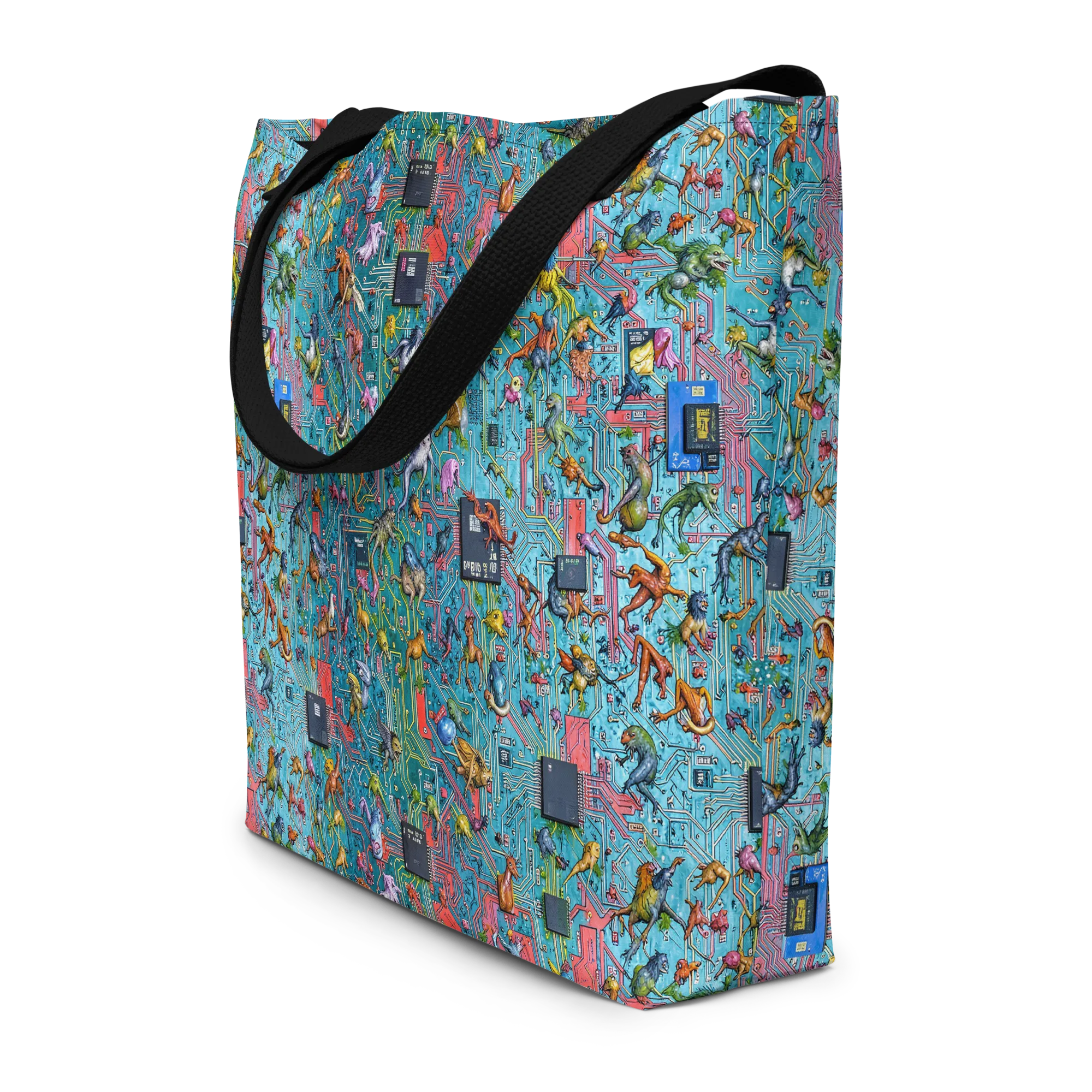 Circuit Menagerie on Large Tote Bag W/ Pocket — Print file