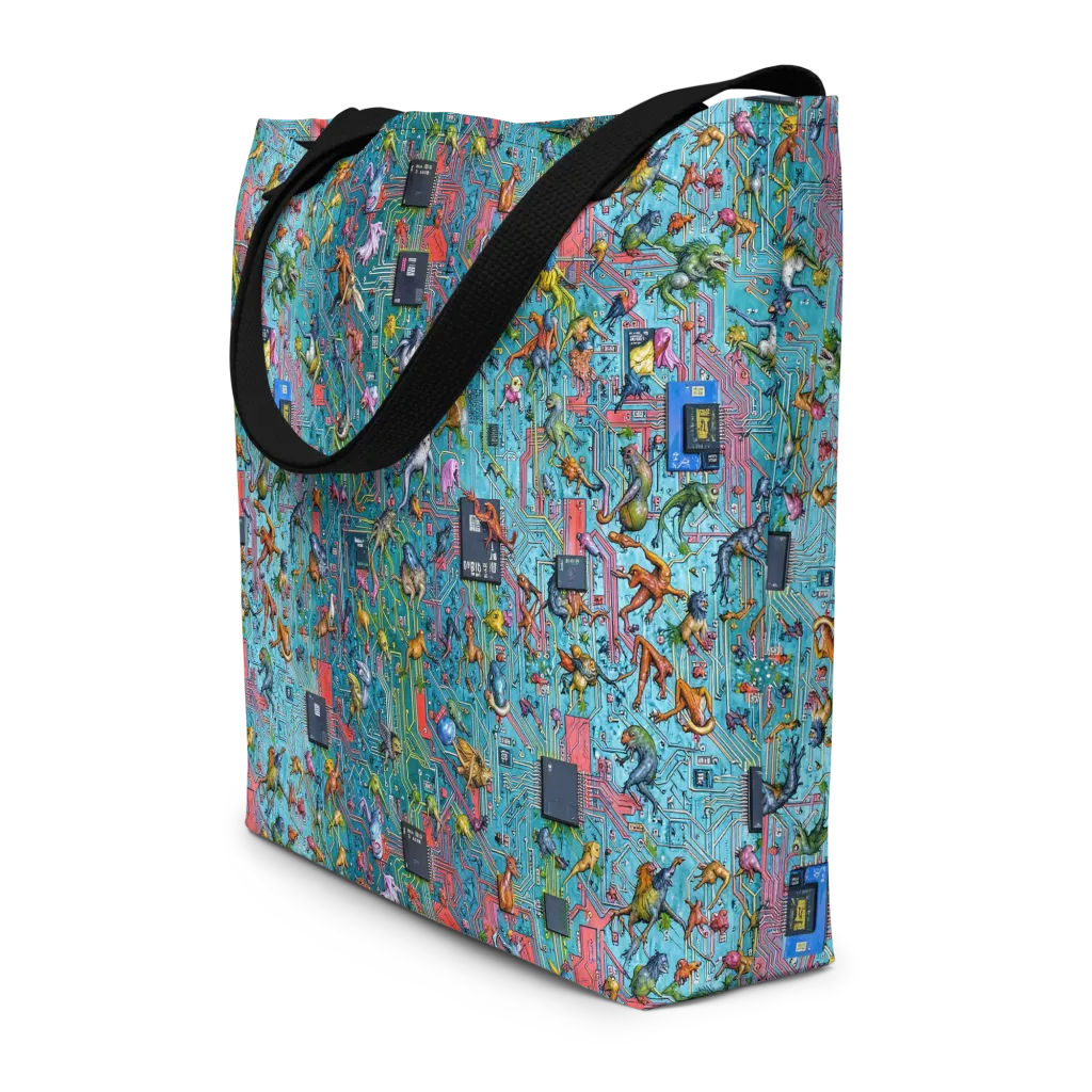 Circuit Menagerie on Large Tote Bag W/ Pocket — Print file