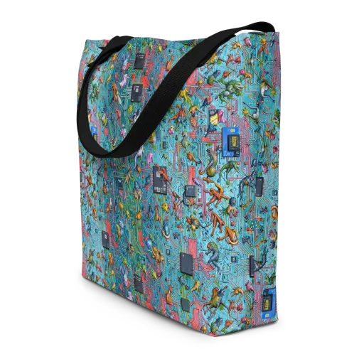 Circuit Menagerie on a Large Tote Bag W/ Pocket