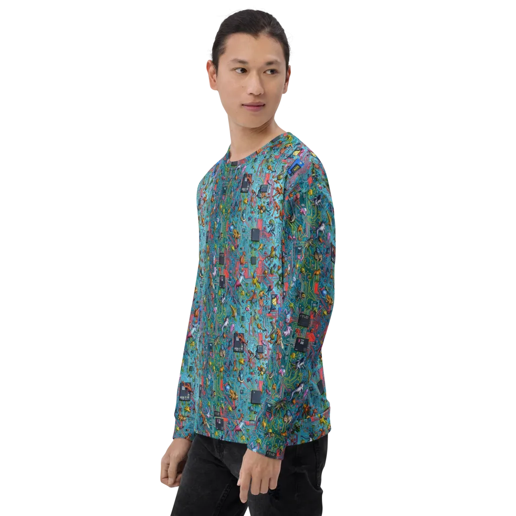 Circuit Menagerie on Sweatshirt — Left sleeve