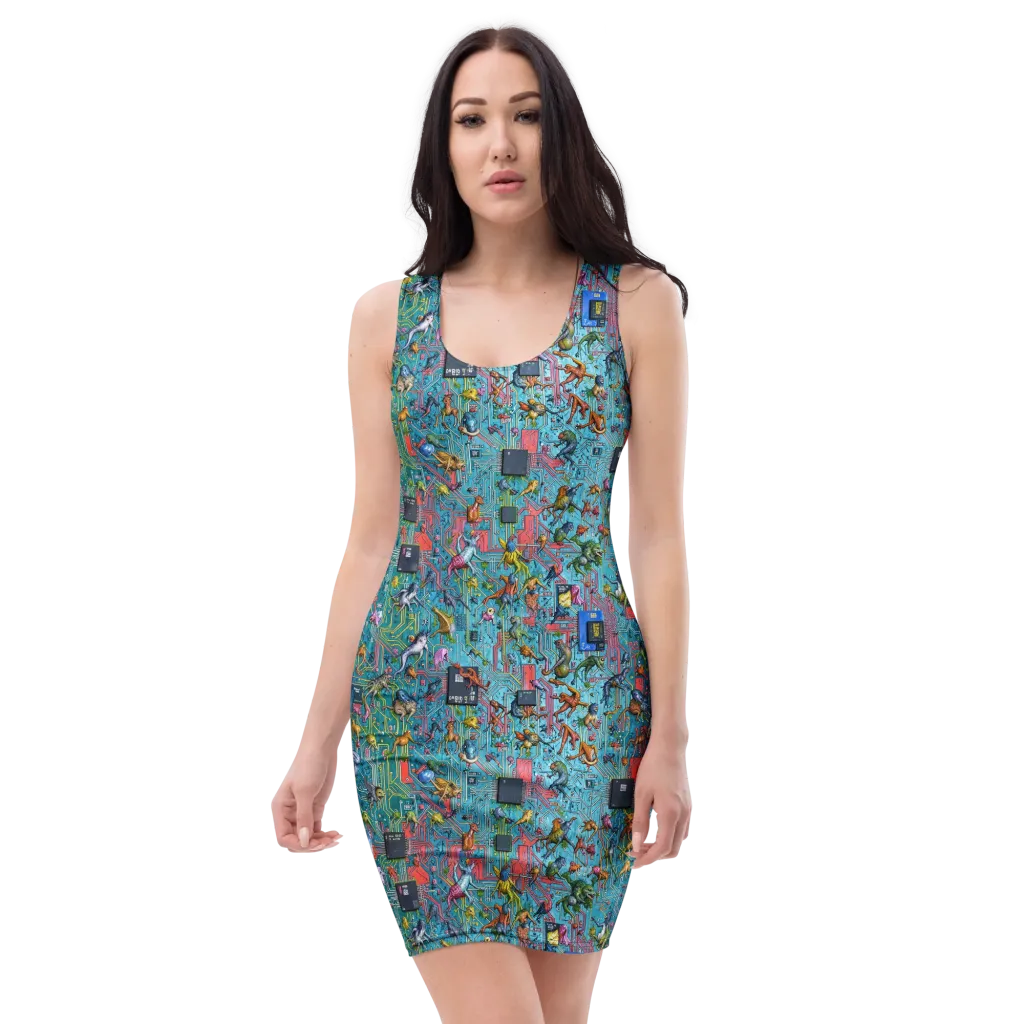 Circuit Menagerie on Bodycon Dress — Front