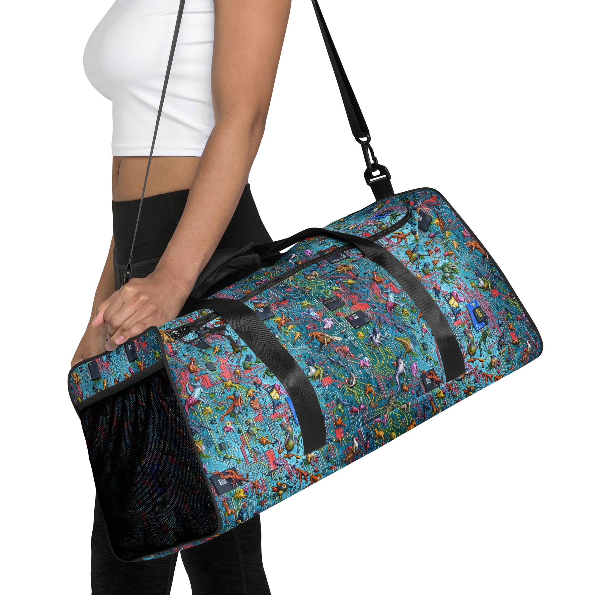 Circuit Menagerie on Duffle Bag — Front
