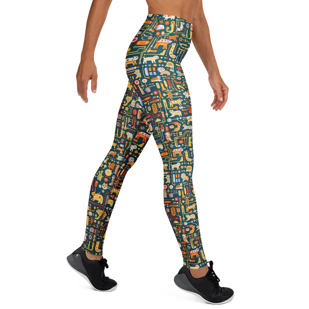 Circuit Critters on Yoga Leggings — Front waist