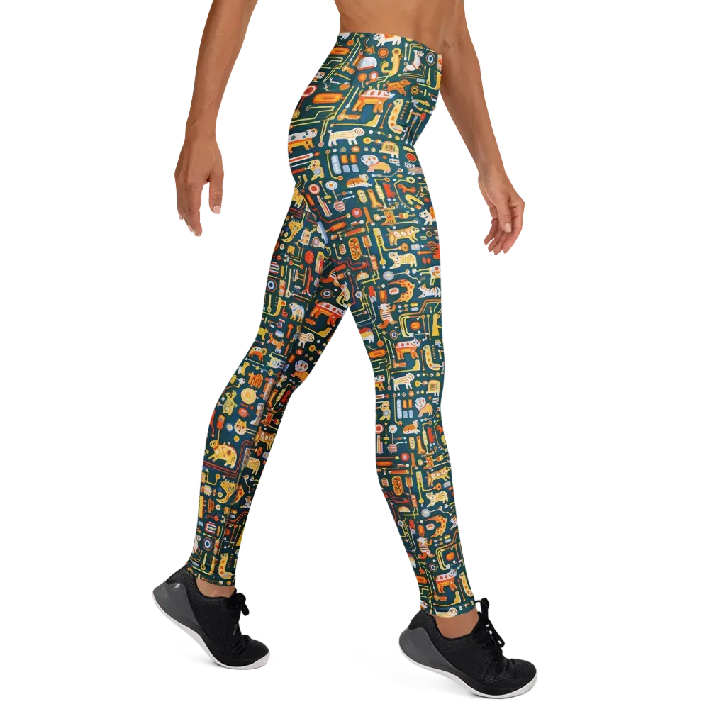 Circuit Critters on Yoga Leggings — Front waist