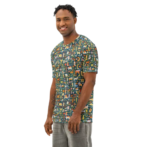 Circuit Critters on a Men's Cotton Crew Neck T-Shirt
