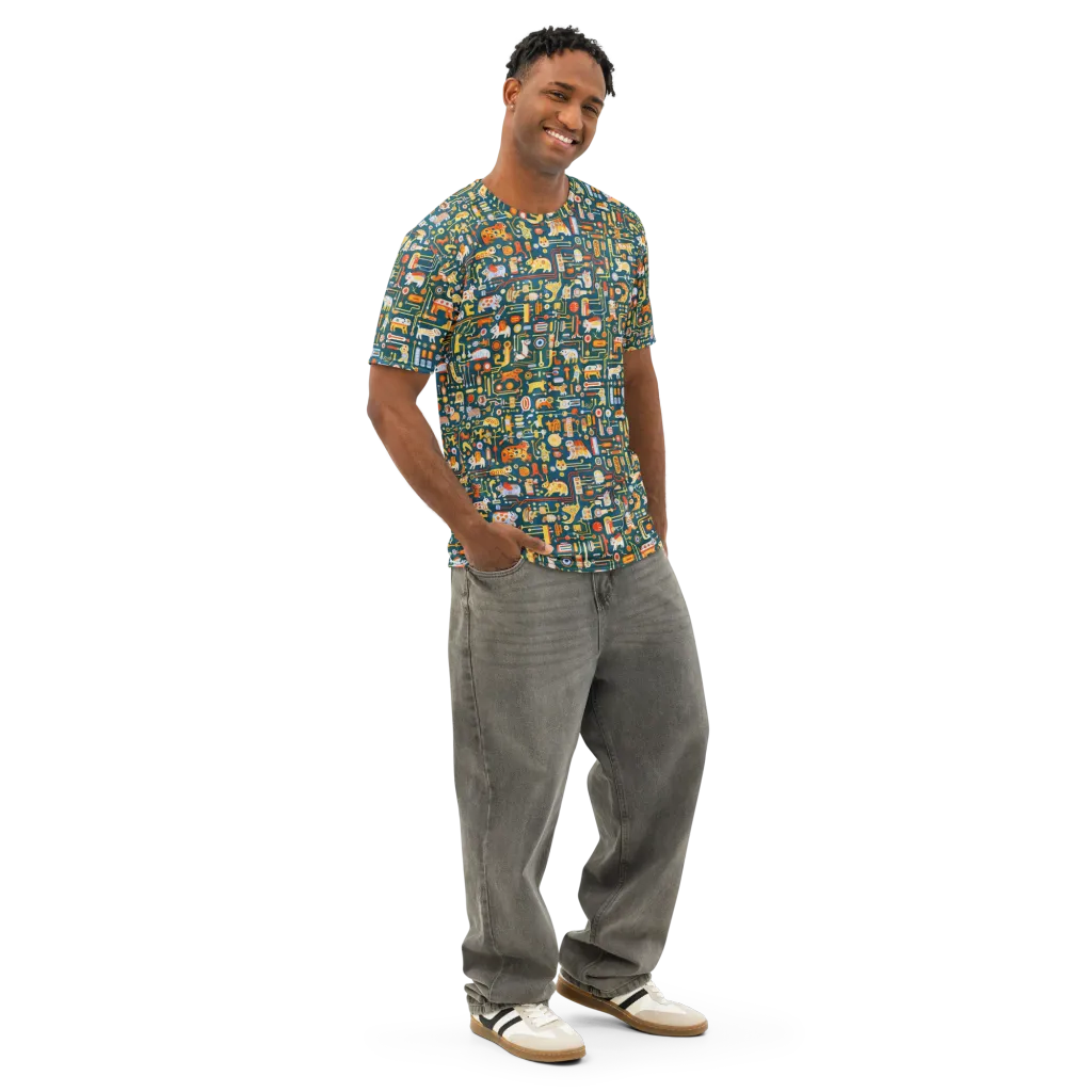 Circuit Critters on Men's Cotton Crew Neck T-Shirt — Right Front