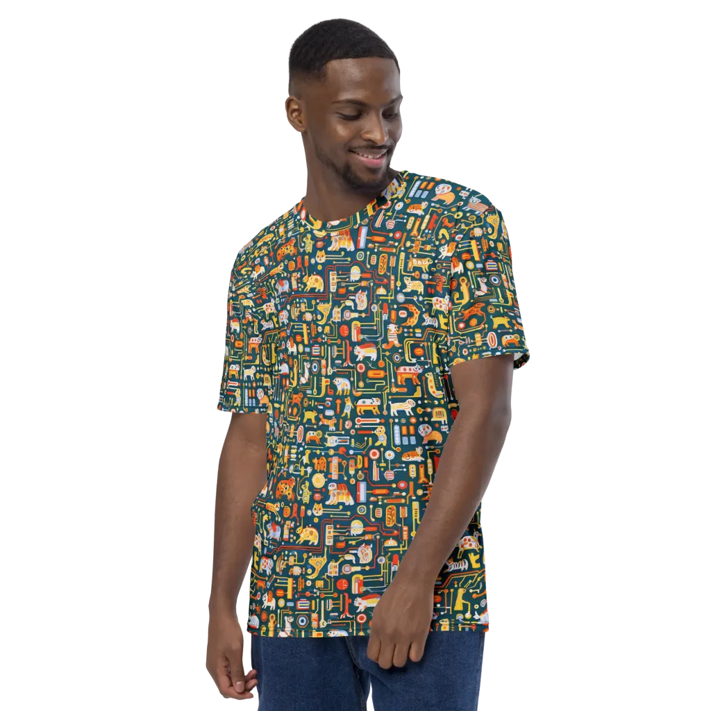 Circuit Critters on Men's Crew Neck T-Shirt — Left sleeve