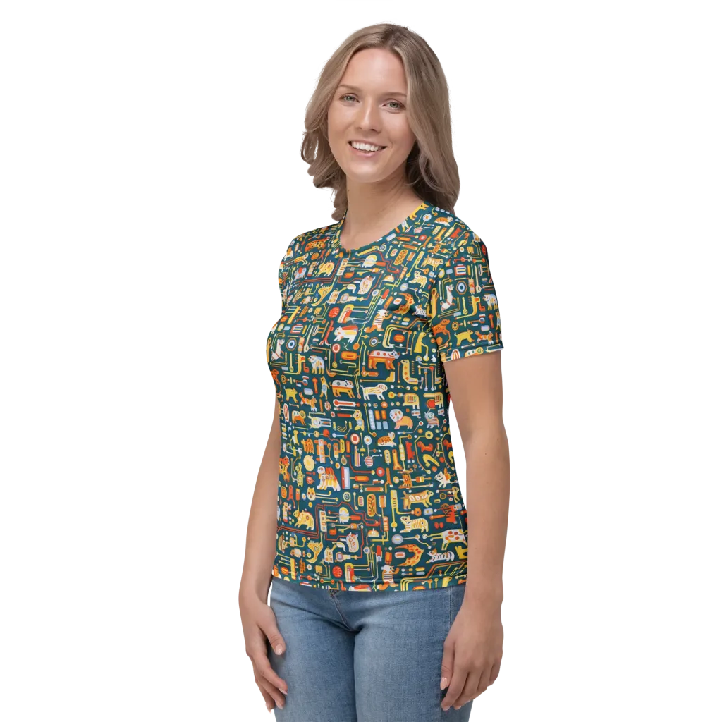 Circuit Critters on Women's Crew Neck T-Shirt — Left sleeve