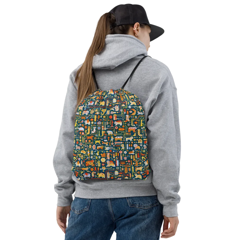 Circuit Critters on Drawstring Bag — Front