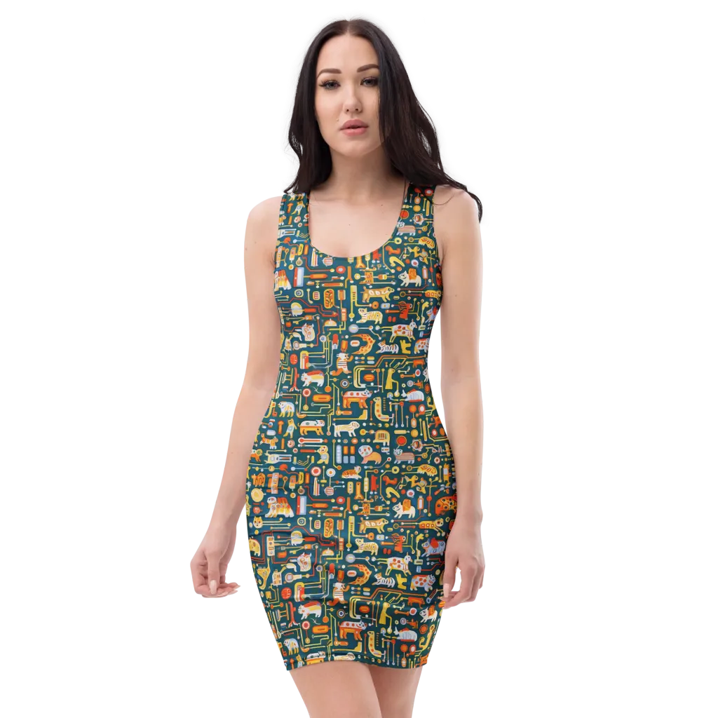 Circuit Critters on Bodycon Dress — Front