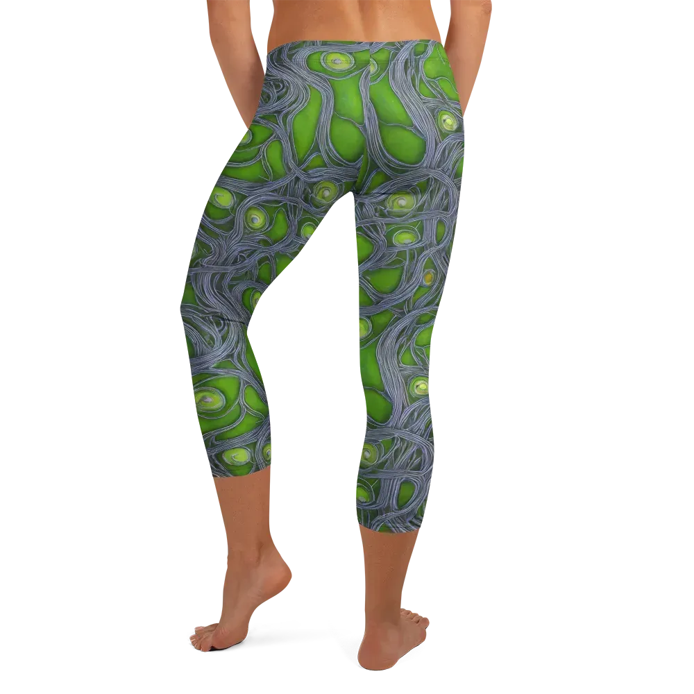 Neon Mycelium on Capri Leggings — Back