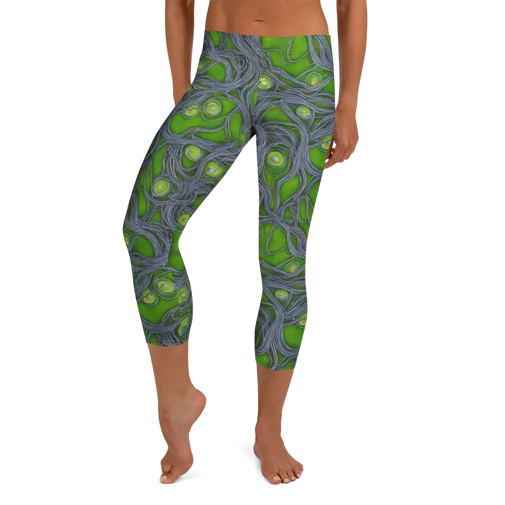 Neon Mycelium on Capri Leggings — Front