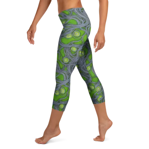 Neon Mycelium on a Capri Leggings