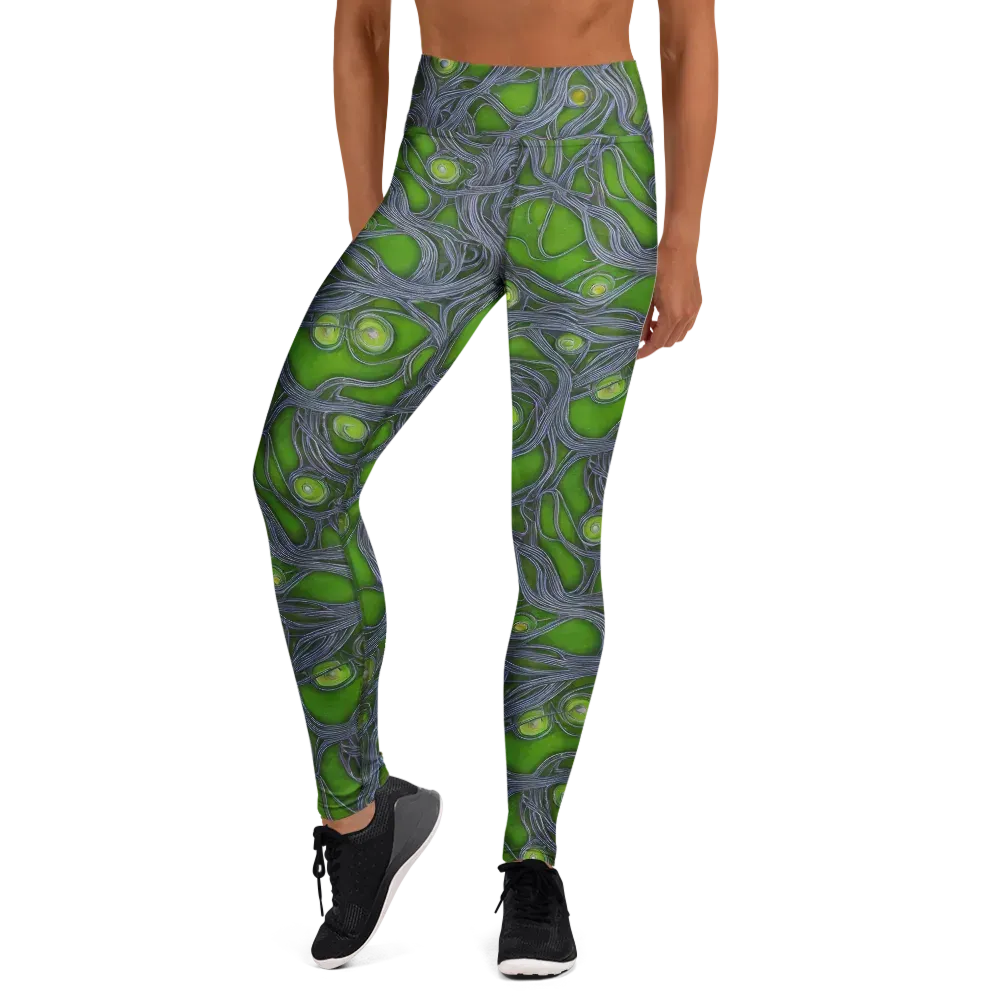 Neon Mycelium on Yoga Leggings — Front