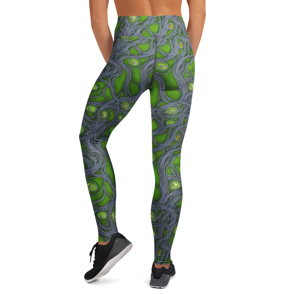 Neon Mycelium on Yoga Leggings — Back